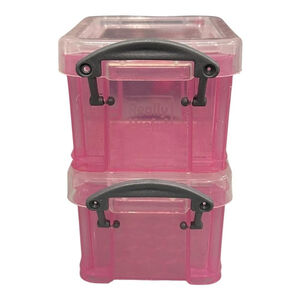 Really Useful Box Mini 0.14L Desktop Organizer Pink Plastic Storage 2 Pack Boxes
